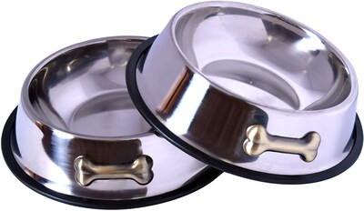 Foto 3 | Cuenco Para Perros Jieyou De Acero Inoxidable De 950 Ml Con Bolsa De Goma Antideslizante - Venta Internacional.