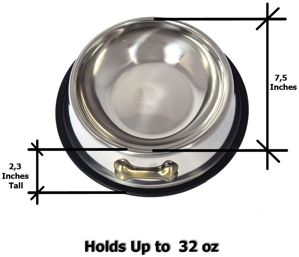 Foto 5 pulgar | Cuenco Para Perros Jieyou De Acero Inoxidable De 950 Ml Con Bolsa De Goma Antideslizante - Venta Internacional.