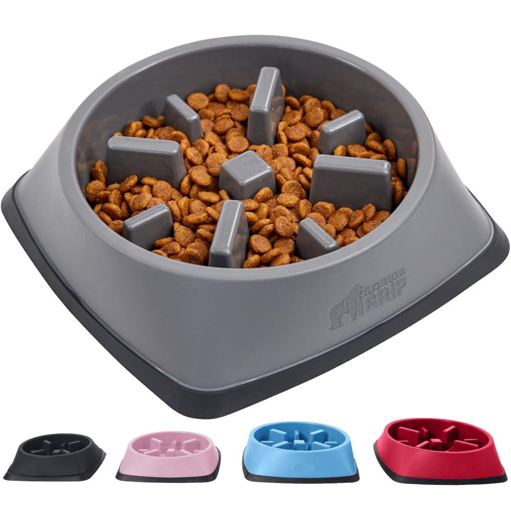 Foto 2 pulgar | Cuenco Para Perros Slow Feeder Gorilla Grip, 1 Taza, Gris, 100% Libre De Bpa - Venta Internacional.