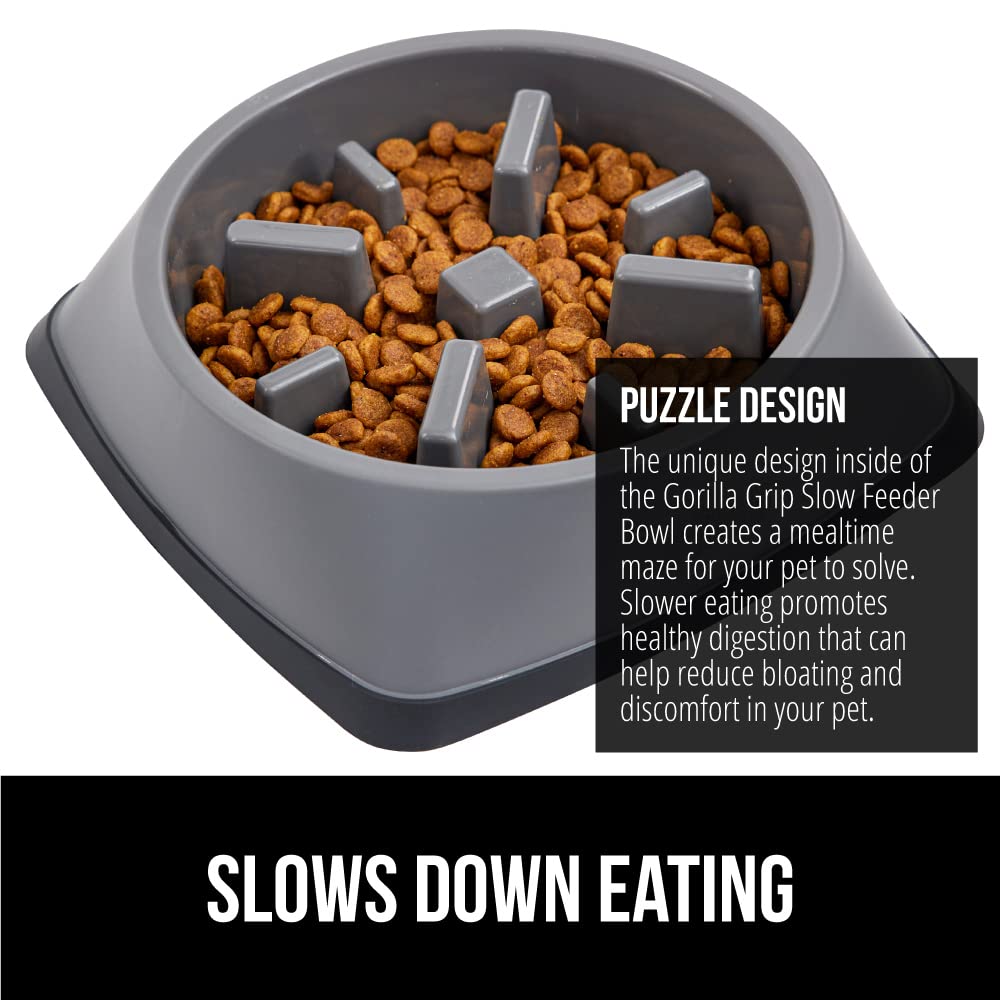 Foto 3 | Cuenco Para Perros Slow Feeder Gorilla Grip, 1 Taza, Gris, 100% Libre De Bpa - Venta Internacional.