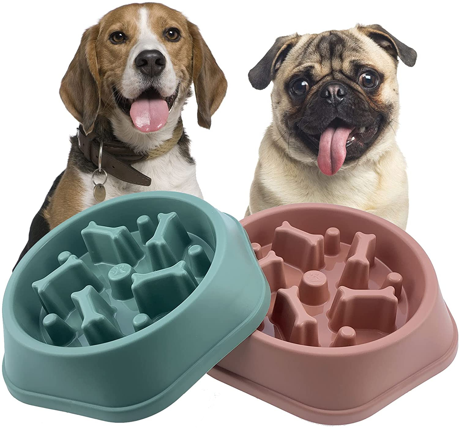 Foto 2 pulgar | Cuenco Para Perros Slow Feeder Jieyou, Duradero, Estampado De Huesos, 2 Unidades - Venta Internacional.