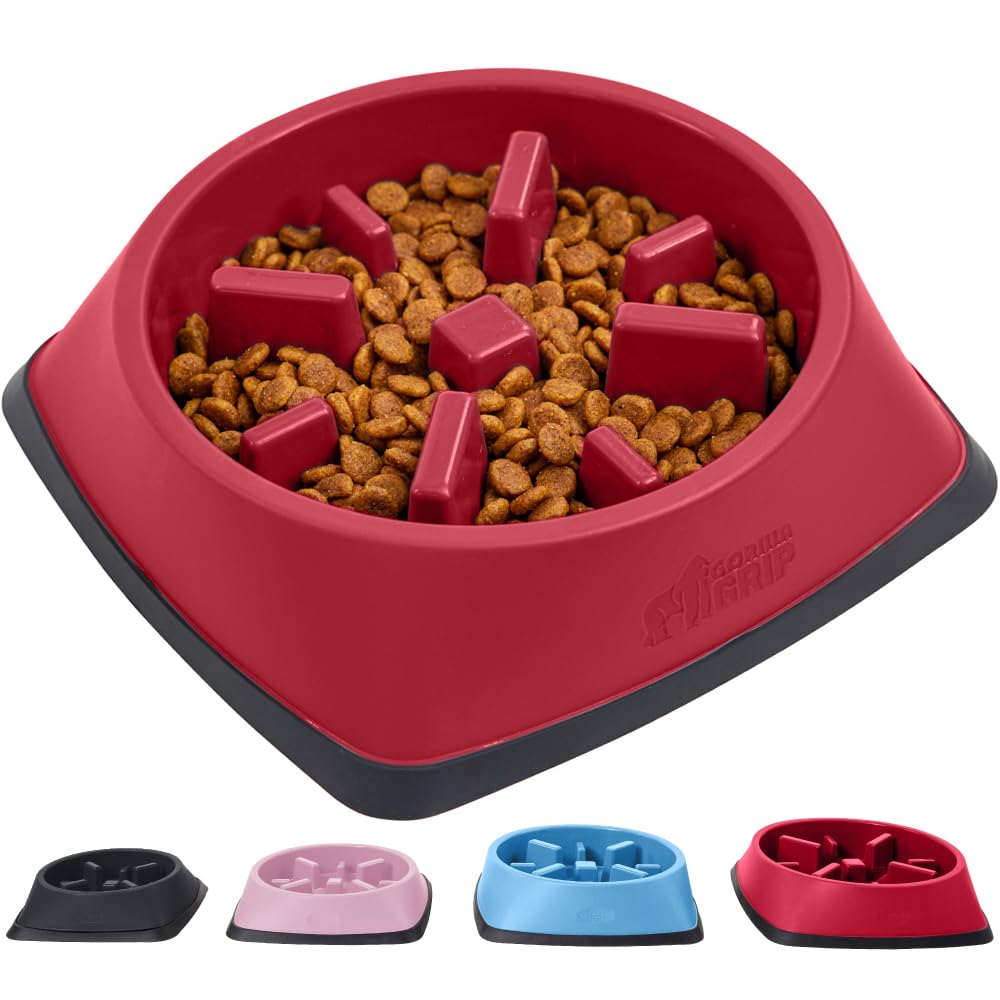 Foto 2 pulgar | Cuenco Para Perros Slow Feeder Gorilla Grip, 1 Taza, Rojo, 100% Libre De Bpa - Venta Internacional.