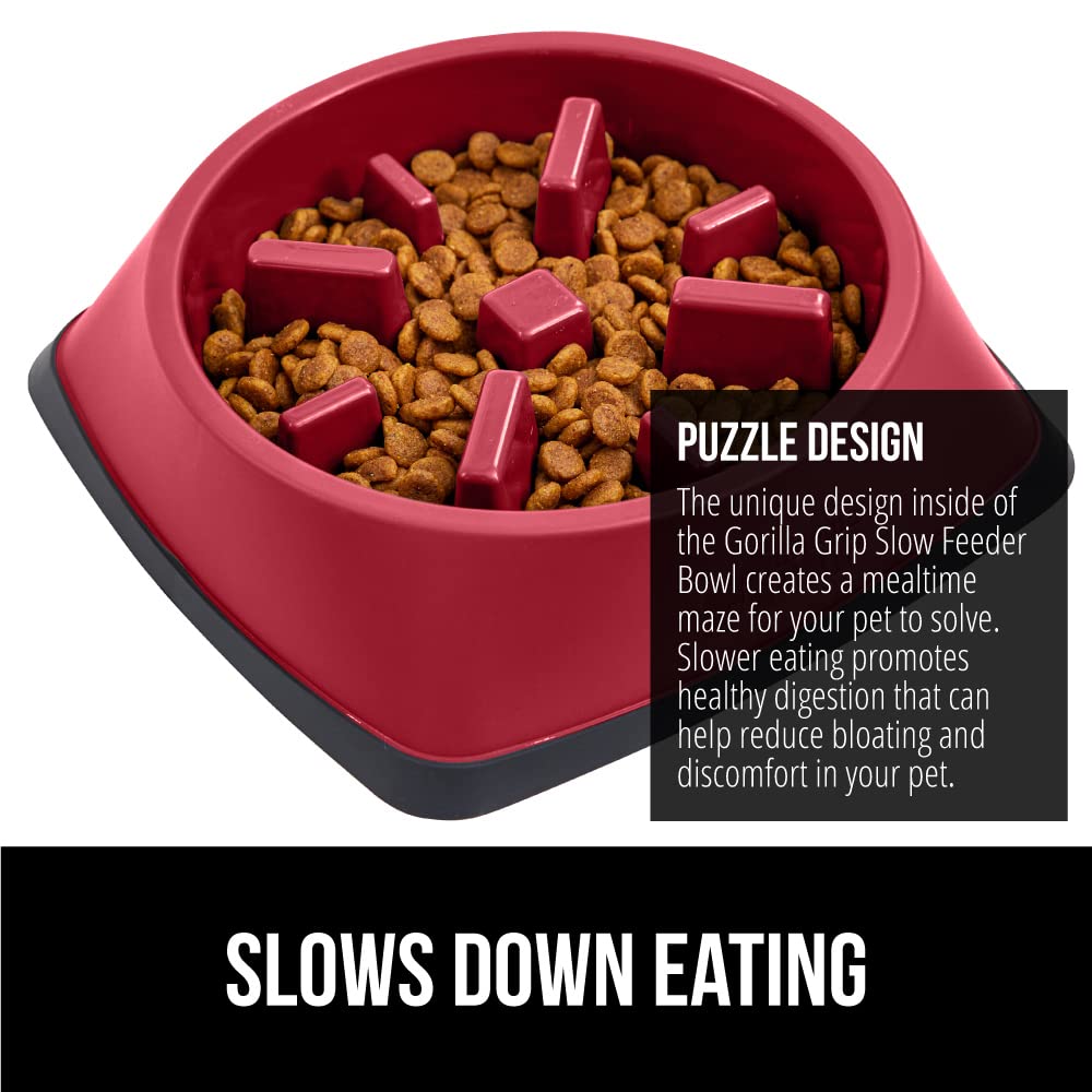 Foto 4 pulgar | Cuenco Para Perros Slow Feeder Gorilla Grip, 1 Taza, Rojo, 100% Libre De Bpa - Venta Internacional.