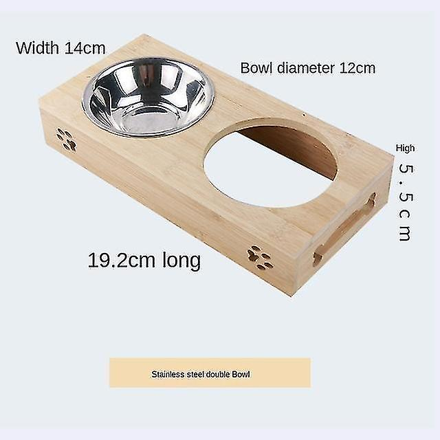 Foto 3 pulgar | Tazón Doble Para Mascotas, Bambú, Acero Inoxidable, Para Gatos Y Perros Pequeños - Venta Internacional.