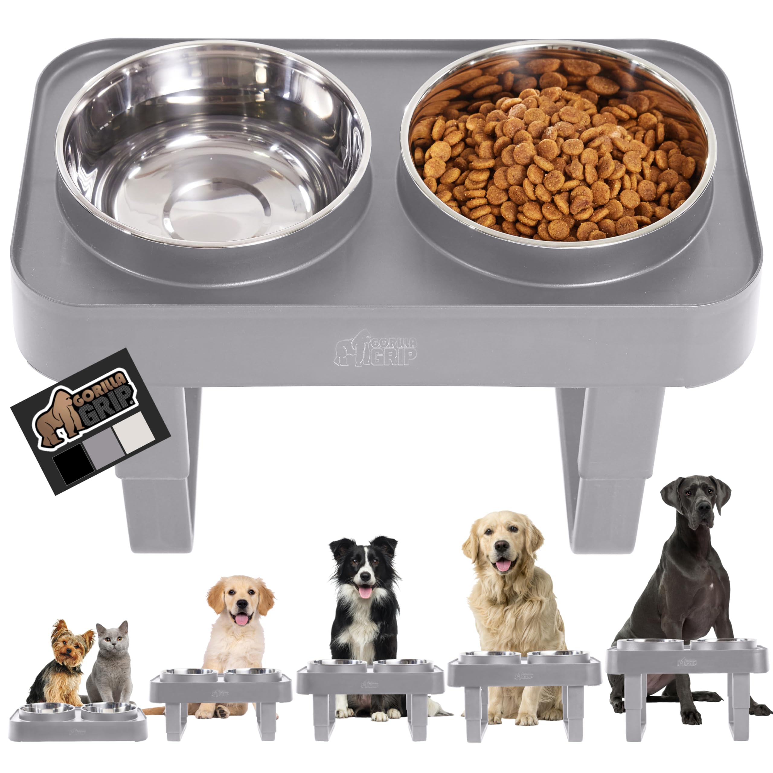Foto 1 | Comedero Elevado Para Perros Gorilla Grip Ajustable, Gris - Venta Internacional.