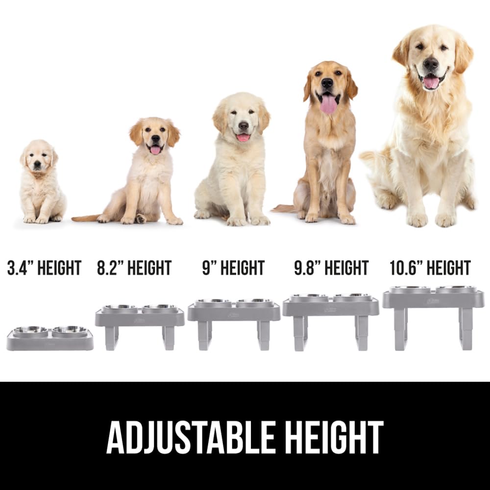 Foto 4 pulgar | Comedero Elevado Para Perros Gorilla Grip Ajustable, Gris - Venta Internacional.