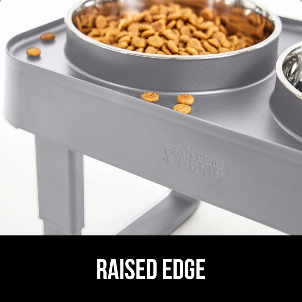 Foto 6 | Comedero Elevado Para Perros Gorilla Grip Ajustable, Gris - Venta Internacional.