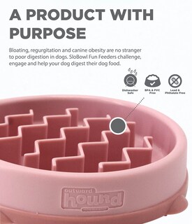 Foto 2 | Comedero Para Perros Outward Hound Fun Feeder Slo Bowl, Alimentador Lento, Rosa - Venta Internacional.