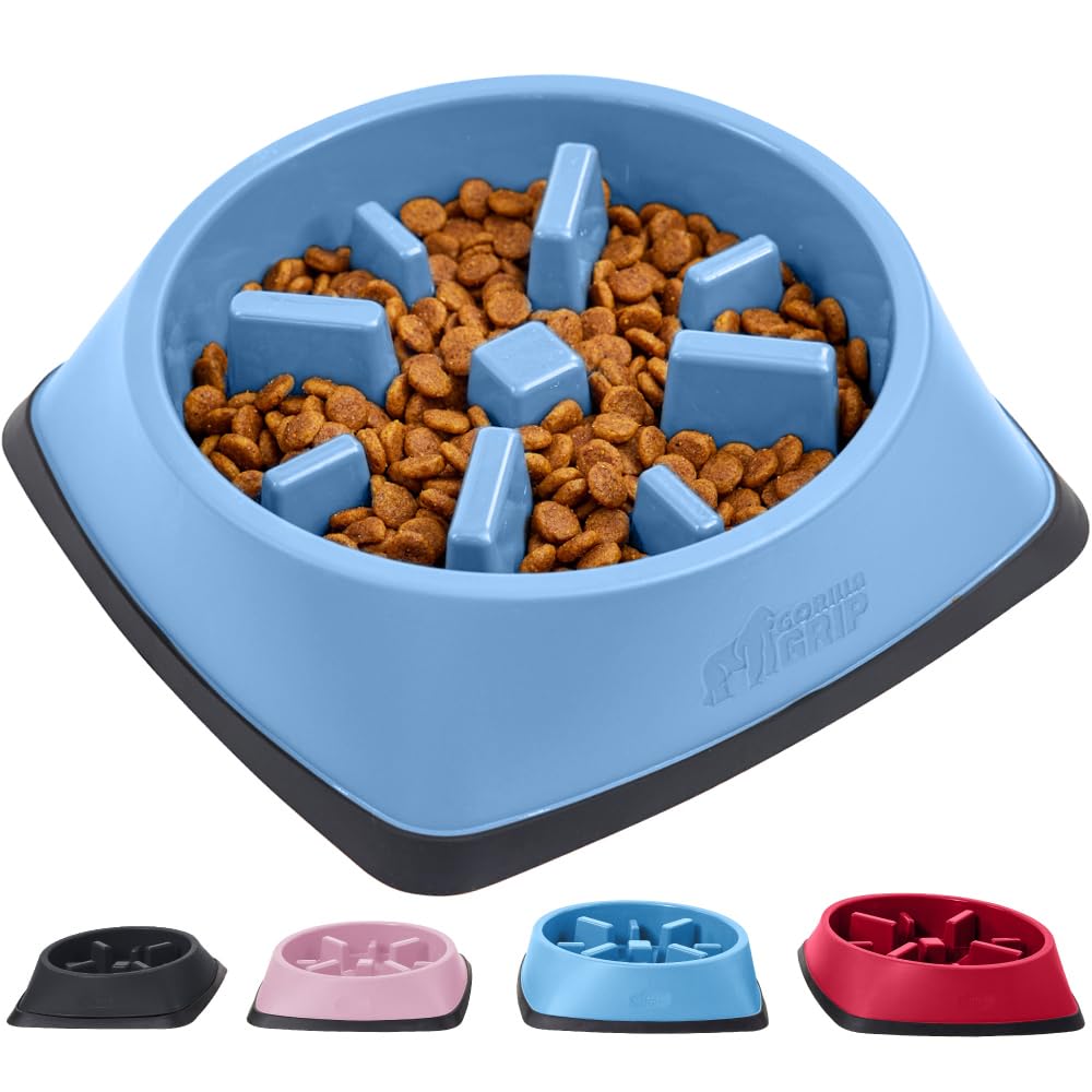 Foto 2 pulgar | Cuenco Para Perros Slow Feeder Gorilla Grip, 2 Tazas, Azul Claro - Venta Internacional.
