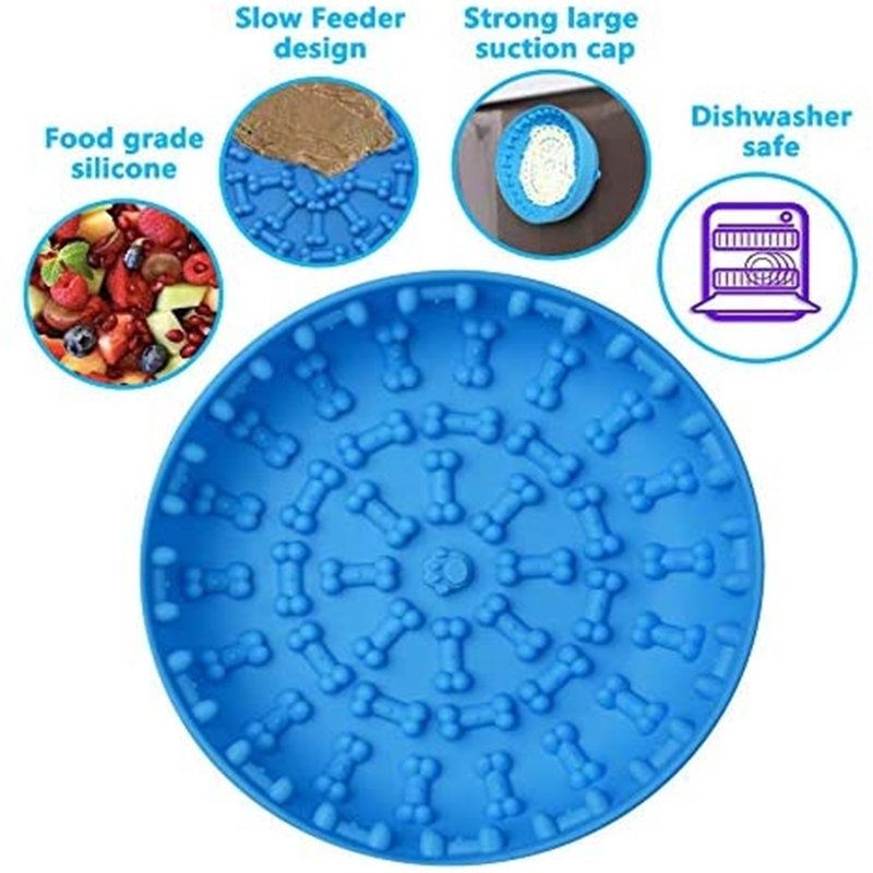 Foto 3 pulgar | Comederos Lentos Para Perros Con Ventosa, Tapete Para Lamer, Azul - Venta Internacional.