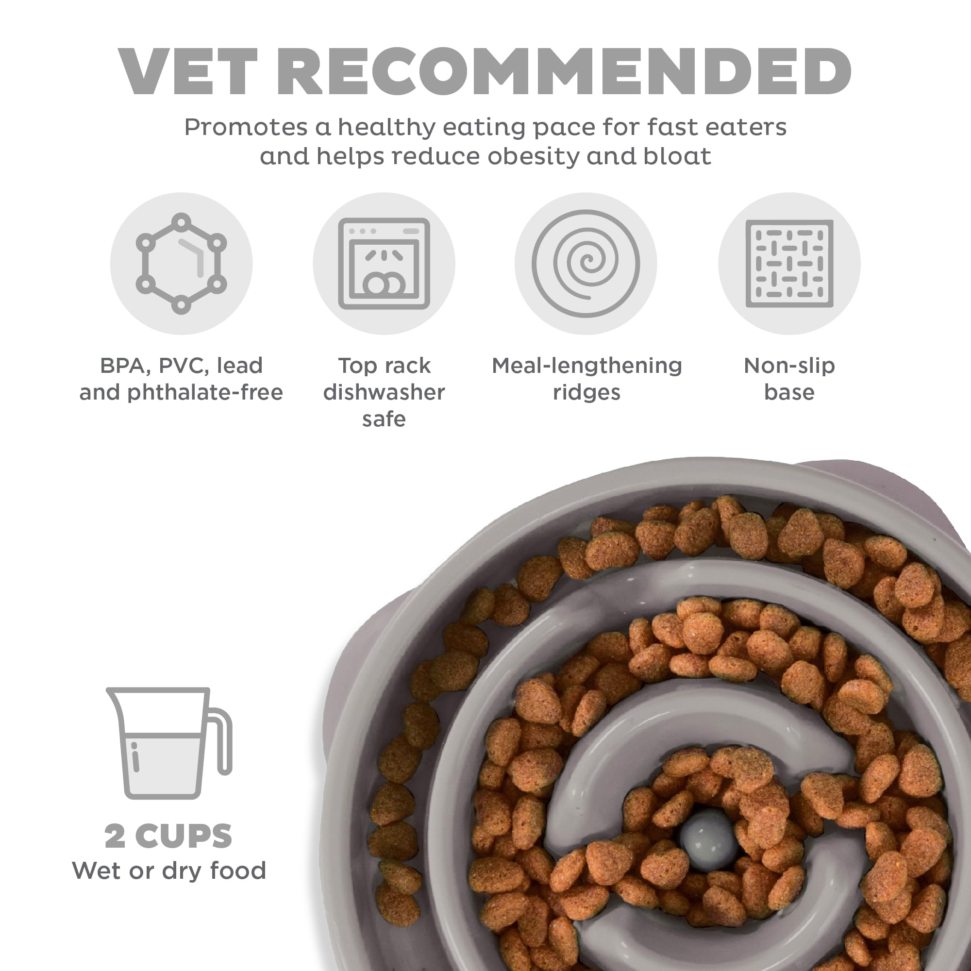 Foto 4 pulgar | Plato para Perros Slow Feeder Outward Hound Fun Gris - Venta Internacional