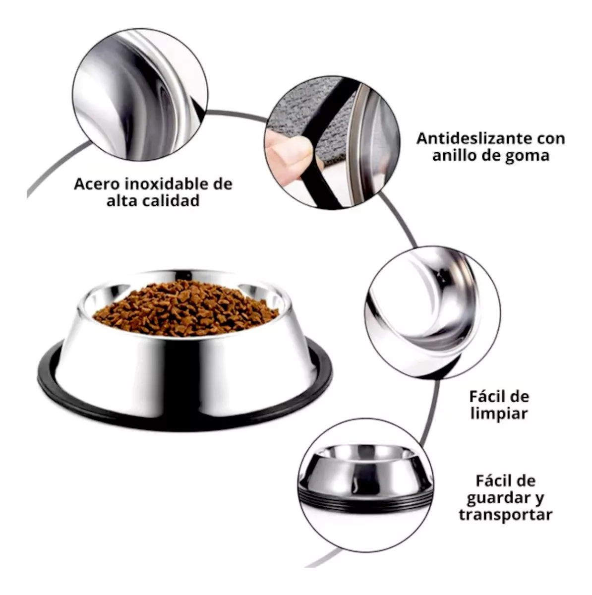 Foto 4 pulgar | Set 2 Platos Comedero Para Perros Acero Antiderrapante 32oz