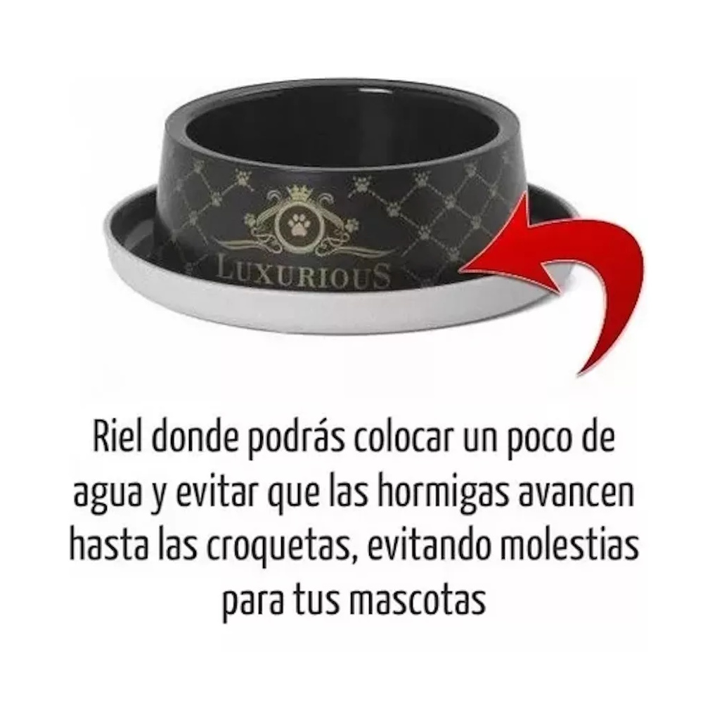 Foto 3 pulgar | Plato Gato Perro Anti-hormiga Moderna Luxury 210ml Negro