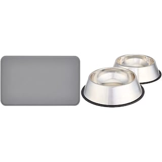 Foto 1 | Juego De Tapetes Para Comida Y Agua Para Mascotas Y Cuencos De Acero Inoxidable - Venta Internacional.