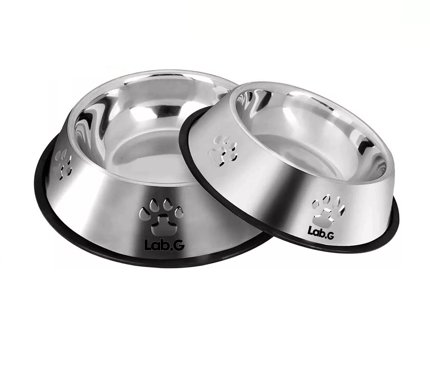 Recipientes De Alimento Para Mascota Lab.g Plateados 2 Piezas