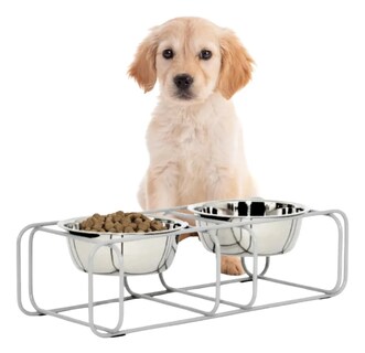 Foto 1 | Tazon Doble Xtellar Comedero Para Perro Gato Base Metal Elevada 16oz Color Plata