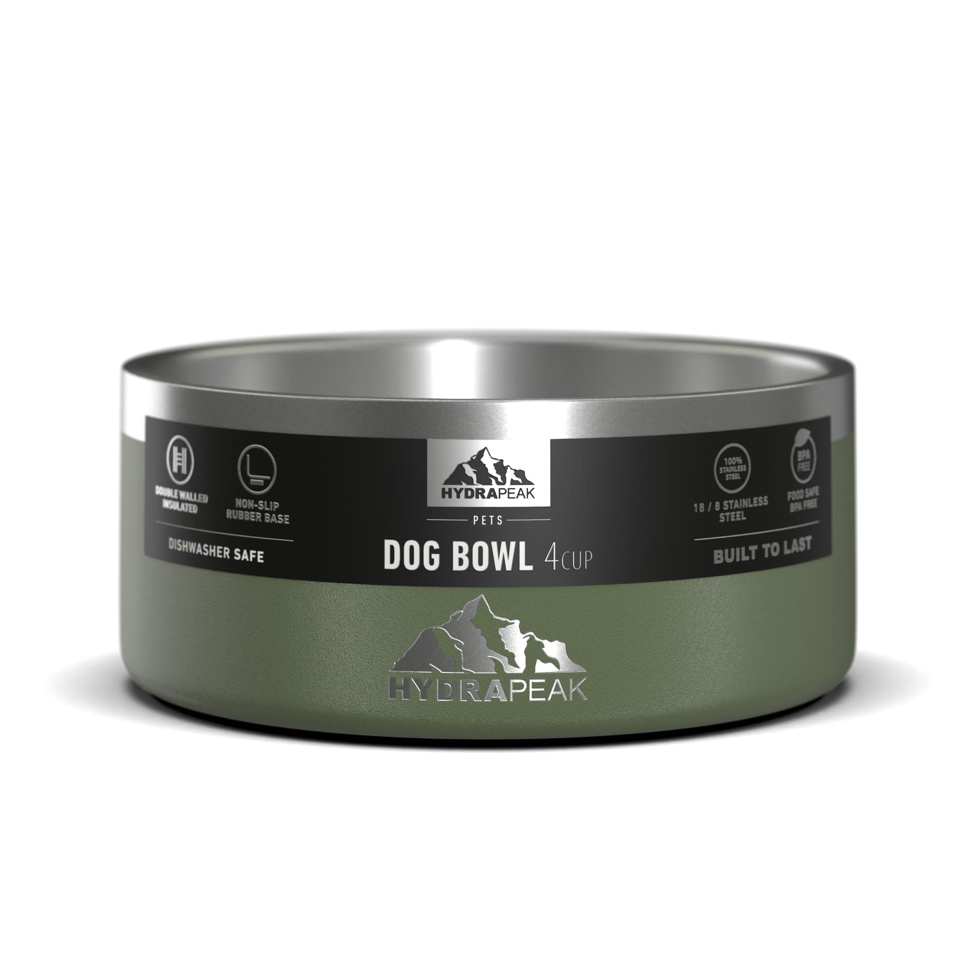 Foto 5 pulgar | Cuenco Para Perros Hydrapeak De Acero Inoxidable, Antideslizante, 950 Ml/1,9 L, Color Salvia - Venta Internacional.