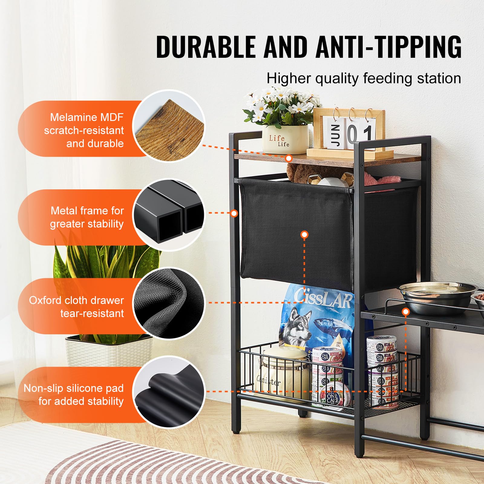 Foto 5 pulgar | Cuencos Elevados Para Perros Vevor Con Cesta De Basura Para Juguetes Negra Para Perros - Venta Internacional.