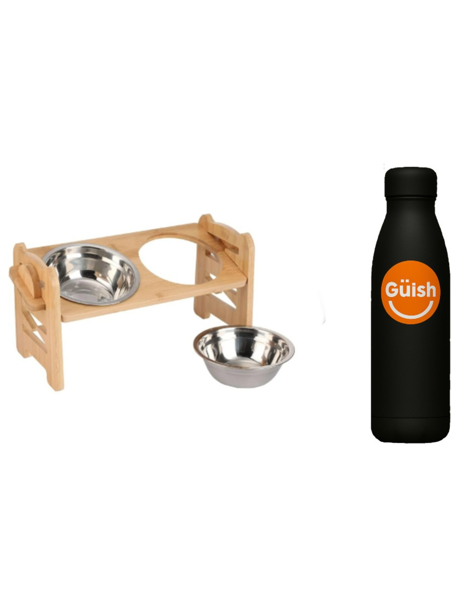 Foto 2 pulgar | Plato Y Tazón Elevados Ajustables Para Perros Y Gatos + Gratis Termo Güish De Regalo