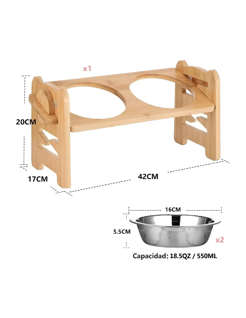 Foto 4 pulgar | Plato Y Tazón Elevados Ajustables Para Perros Y Gatos + Gratis Termo Güish De Regalo
