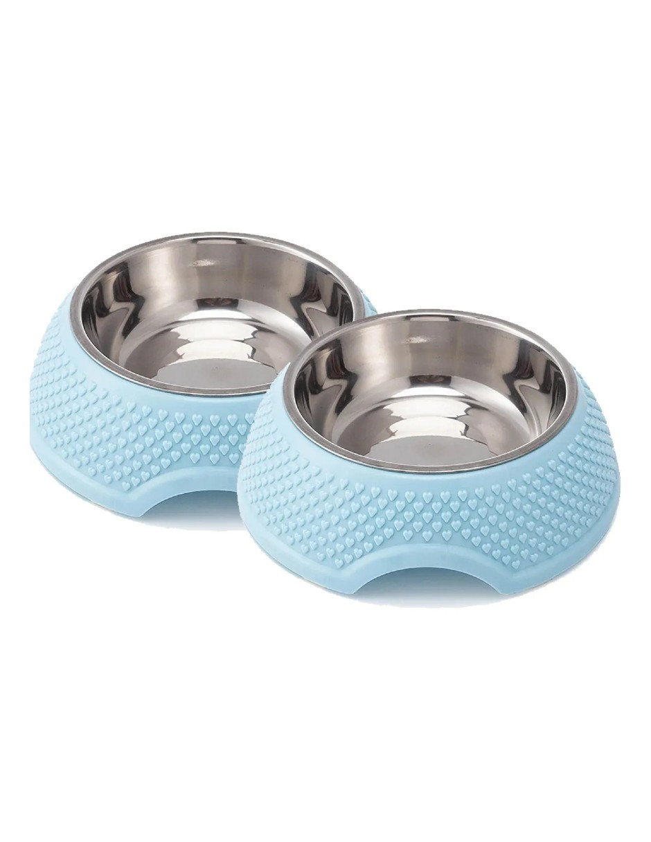 Foto 3 pulgar | Platos Para Perro O Gato De Acero Inoxidable Azul + Gratis Termo Güish De Regalo