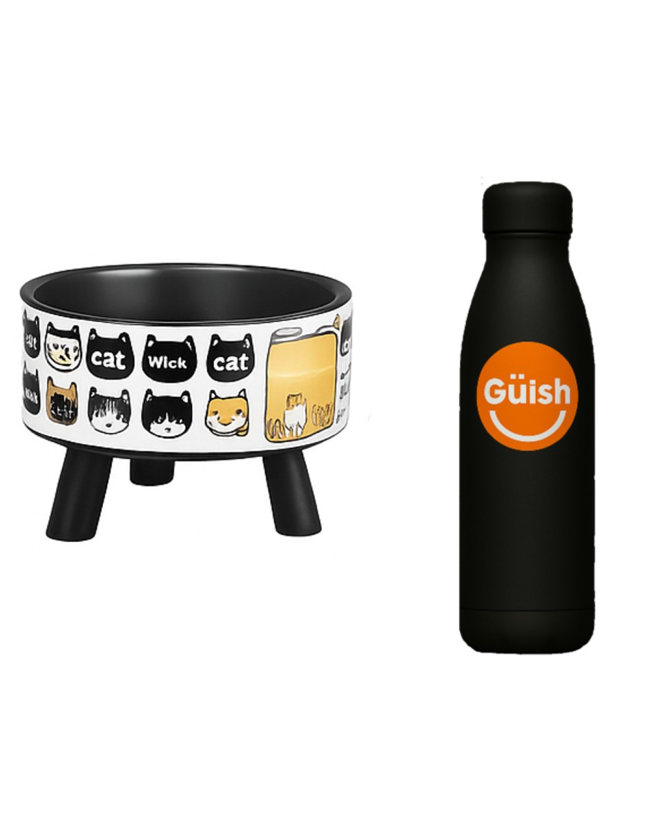 Foto 1 | 2pcs Plato Comedero Elevado Acero Inoxidable + Gratis Termo Güish De Regalo