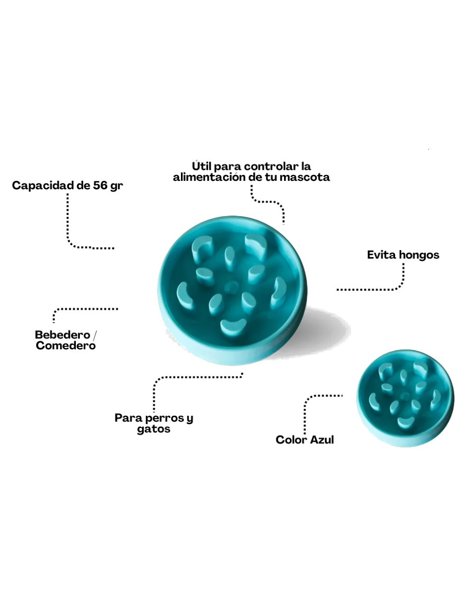 Foto 4 pulgar | Plato Slow Feed Comedero Azul  + Gratis Termo Güish De Regalo