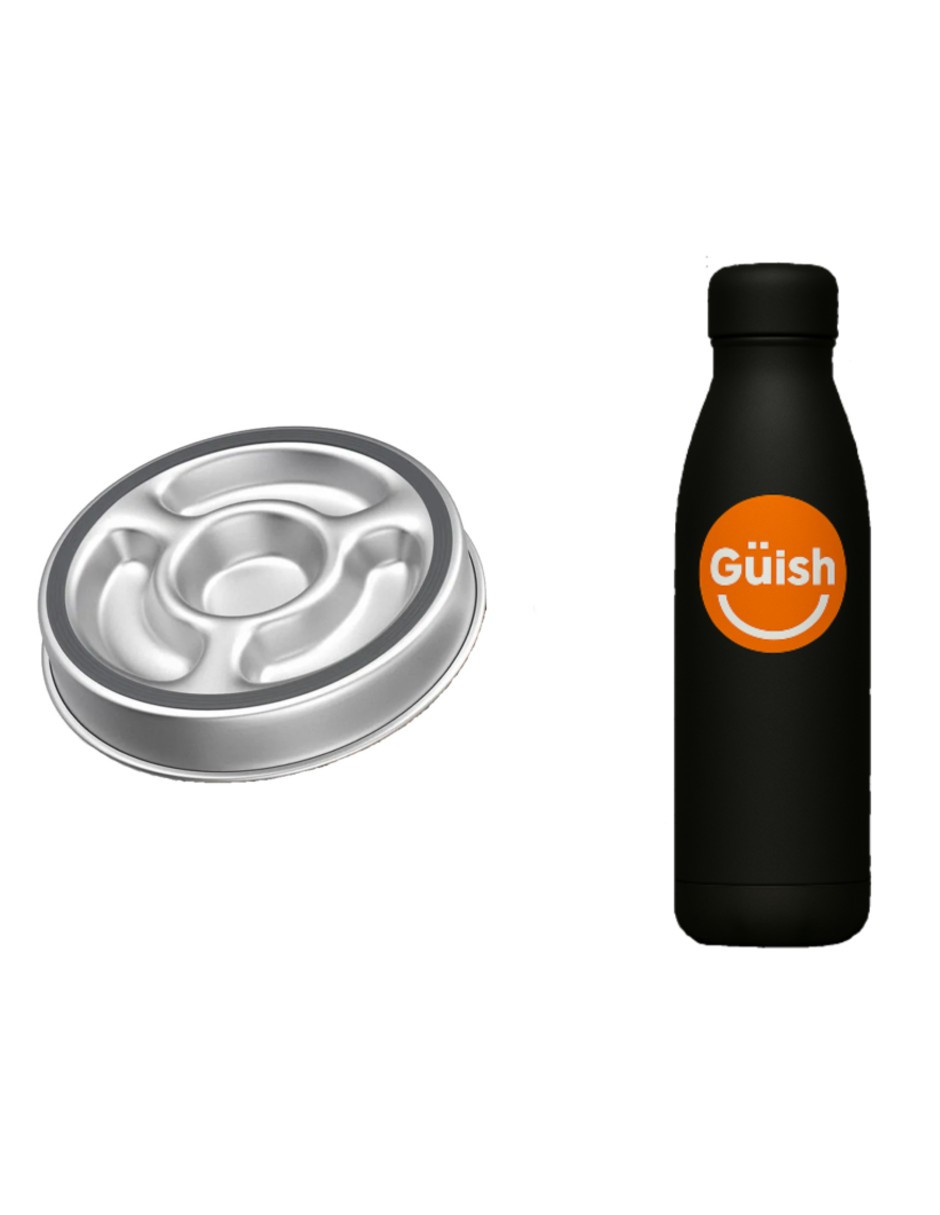 Foto 2 pulgar | Plato Slow Feed De Alimentación Lenta  Acero Inoxidable + Gratis Termo Güish De Regalo