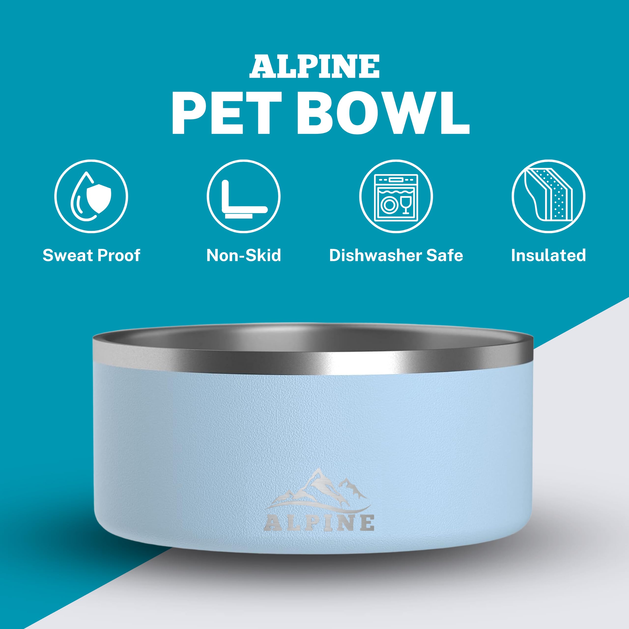 Foto 3 pulgar | Juego De 2 Cuencos De Acero Inoxidable Para Perros Alpine, 960 Ml, Antideslizantes - Venta Internacional.