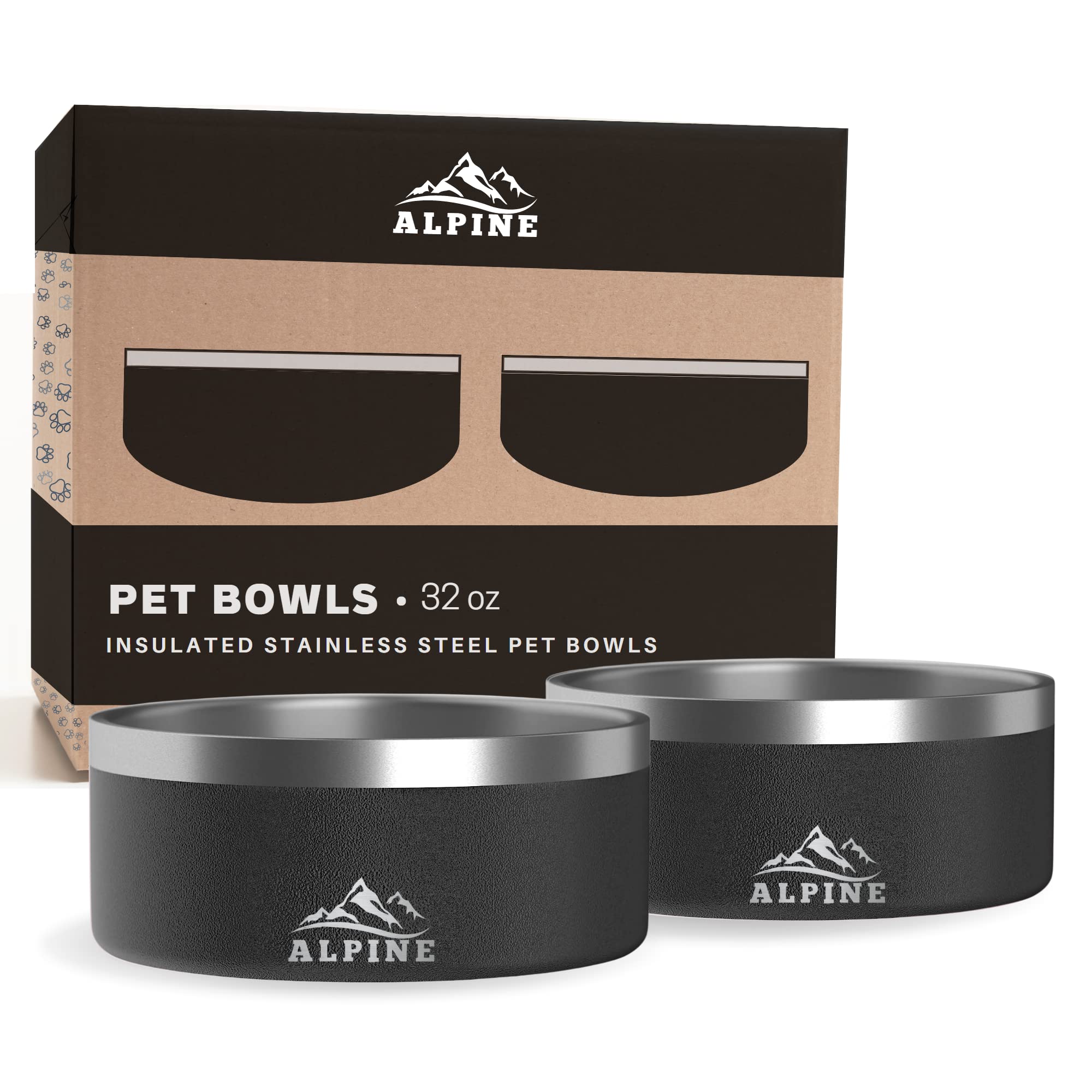 Foto 2 pulgar | Juego De 2 Cuencos De Acero Inoxidable Para Perros Alpine, Antideslizantes, 960 Ml - Venta Internacional.