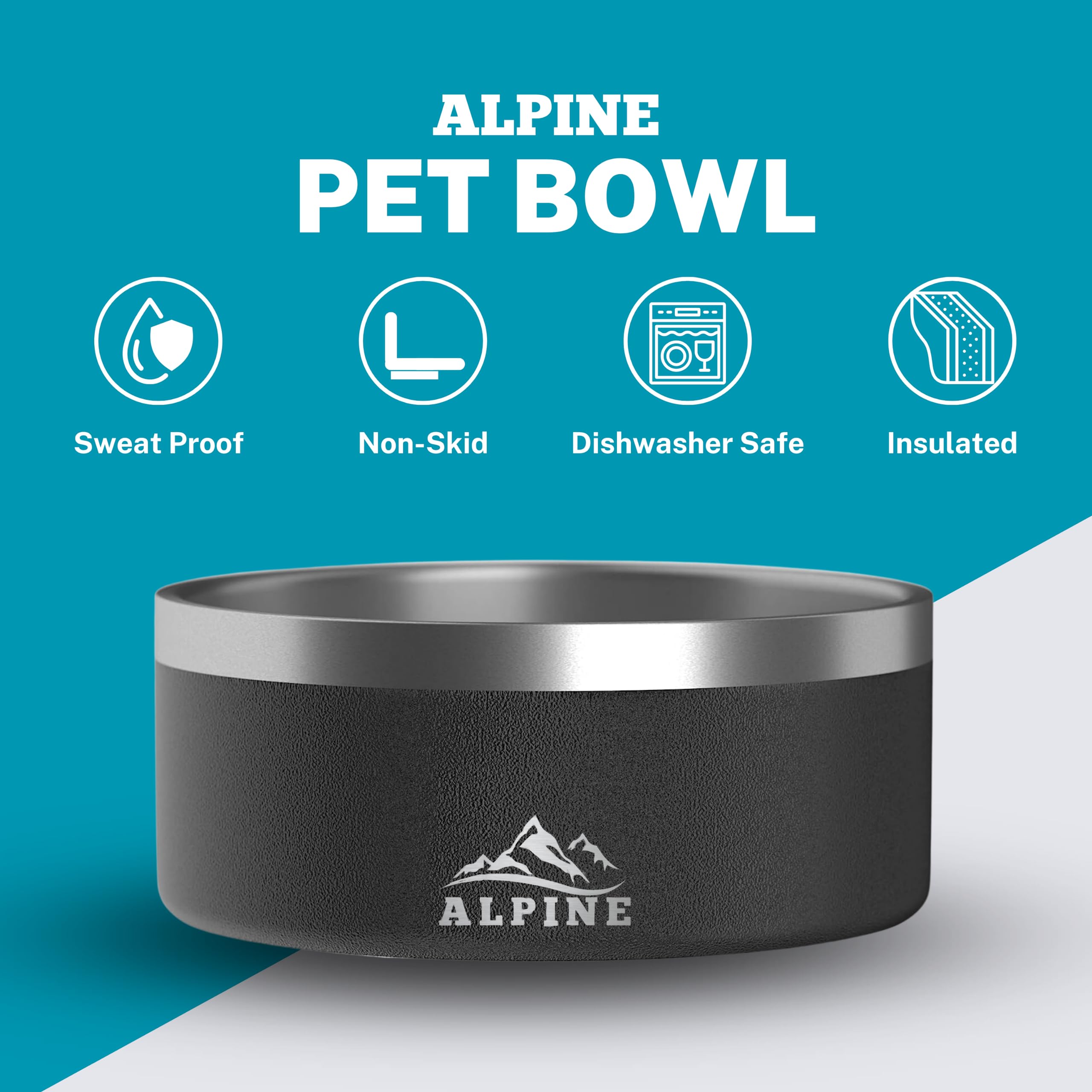 Foto 2 | Juego De 2 Cuencos De Acero Inoxidable Para Perros Alpine, Antideslizantes, 960 Ml - Venta Internacional.