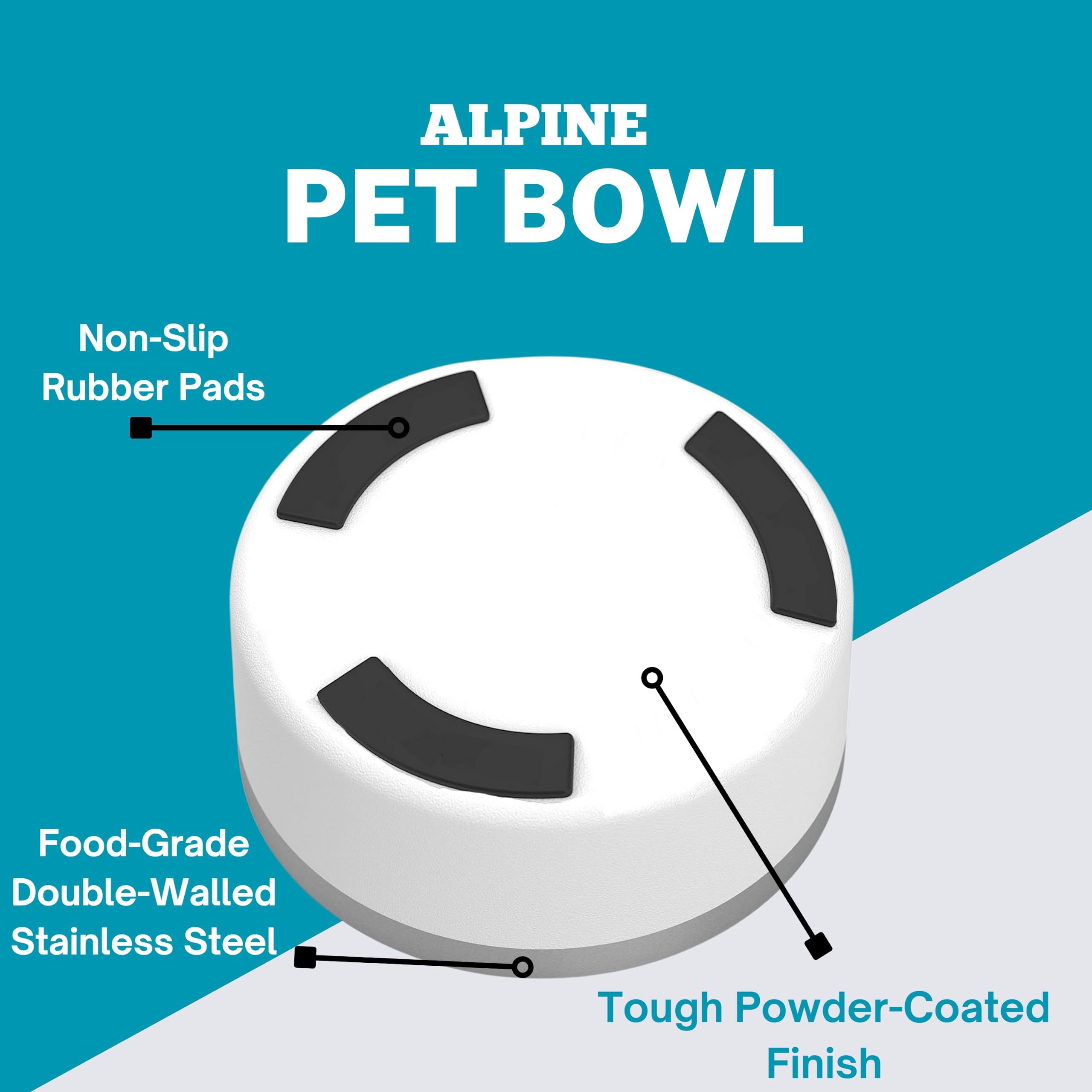 Foto 3 | Juego De 2 Cuencos De Acero Inoxidable Para Perros Alpine, Antideslizantes, 960 Ml - Venta Internacional.