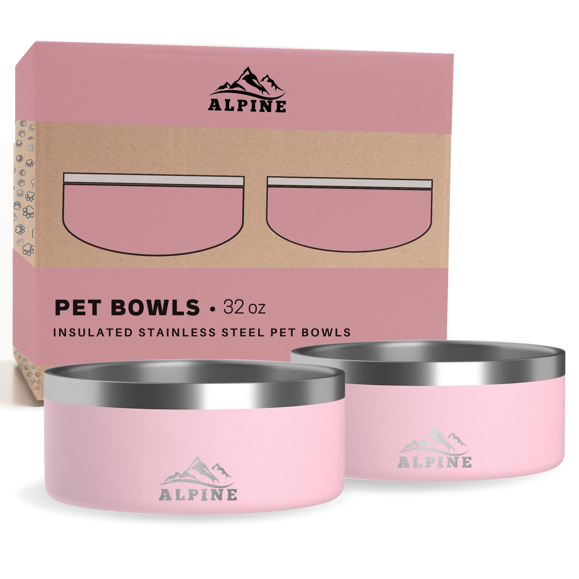 Foto 2 pulgar | Juego De 2 Cuencos Alpine Para Perros De Acero Inoxidable, Antideslizantes, Cuencos De Metal Para Ma - Venta Internac