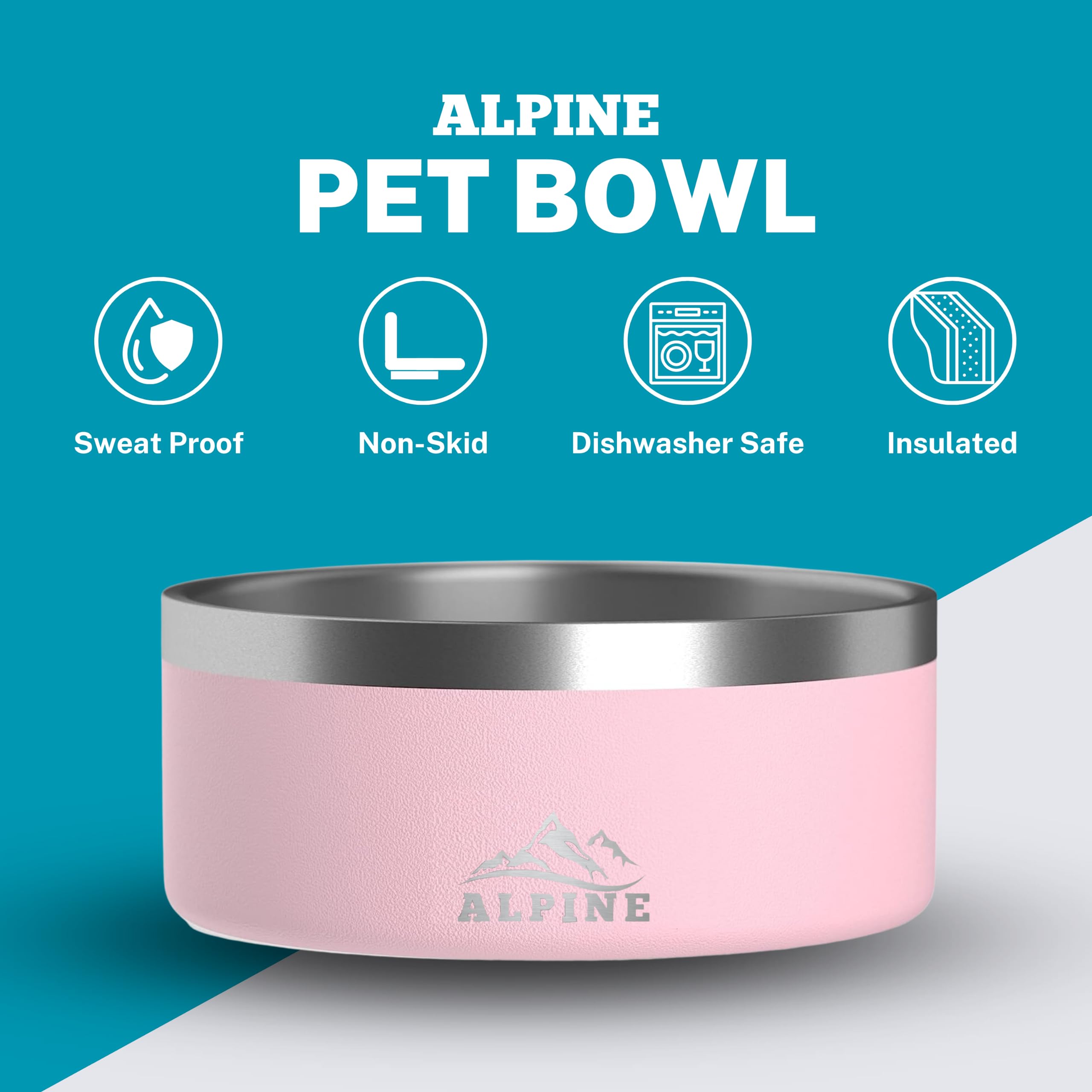Foto 3 pulgar | Juego De 2 Cuencos Alpine Para Perros De Acero Inoxidable, Antideslizantes, Cuencos De Metal Para Ma - Venta Internac
