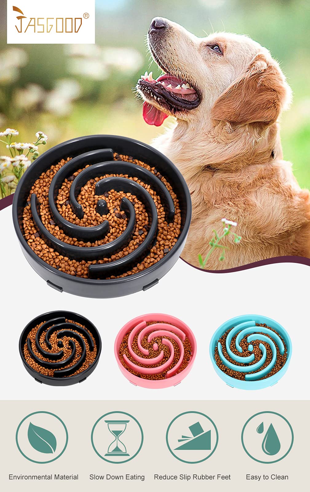 Foto 8 pulgar | Comedero Lento Jasgood Para Perros Grandes Y Medianos De 750 Ml De Capacidad - Venta Internacional.