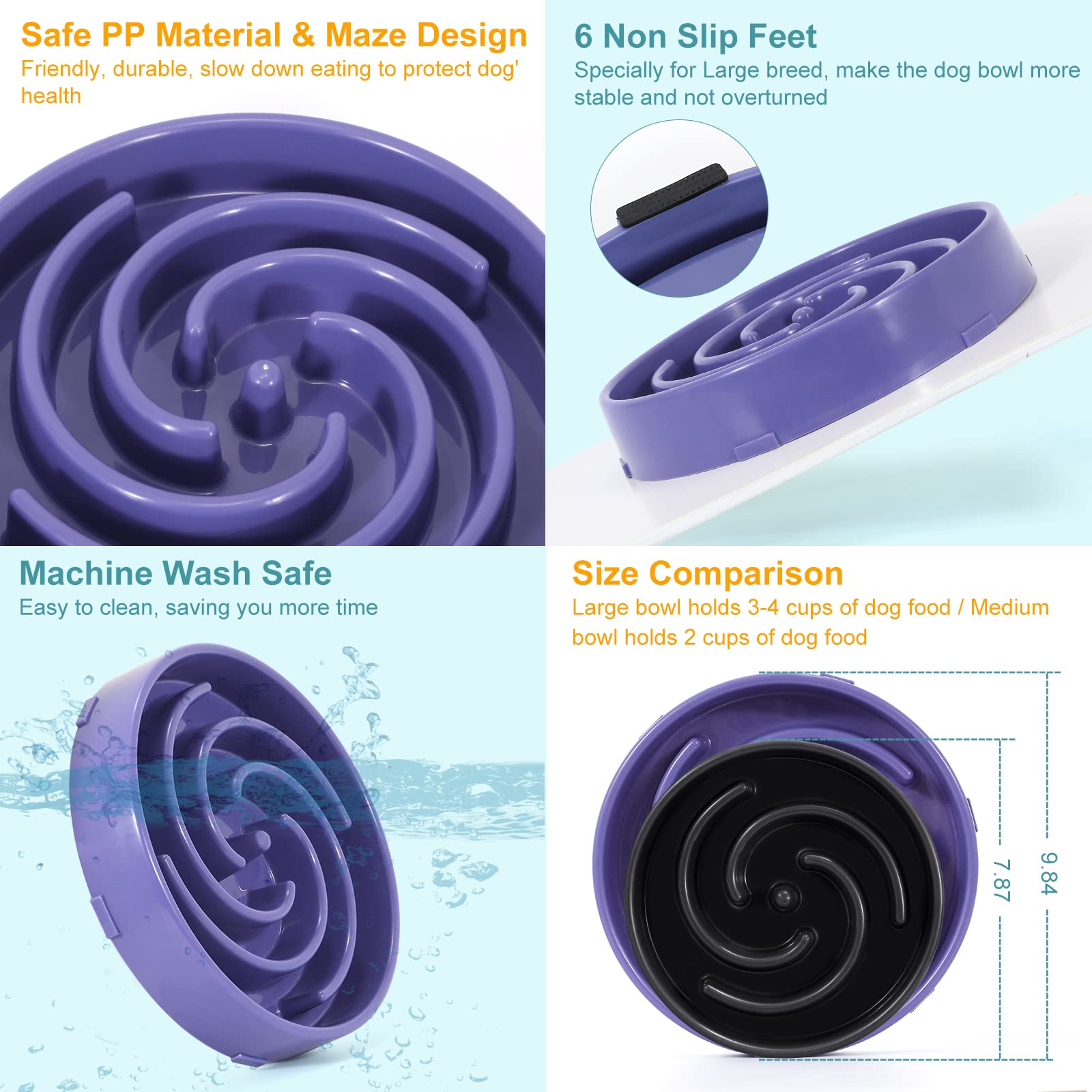 Foto 4 pulgar | Cuenco Para Perros Slow Feeder Whippy, Grande, Para Perros Grandes Y Medianos - Venta Internacional.
