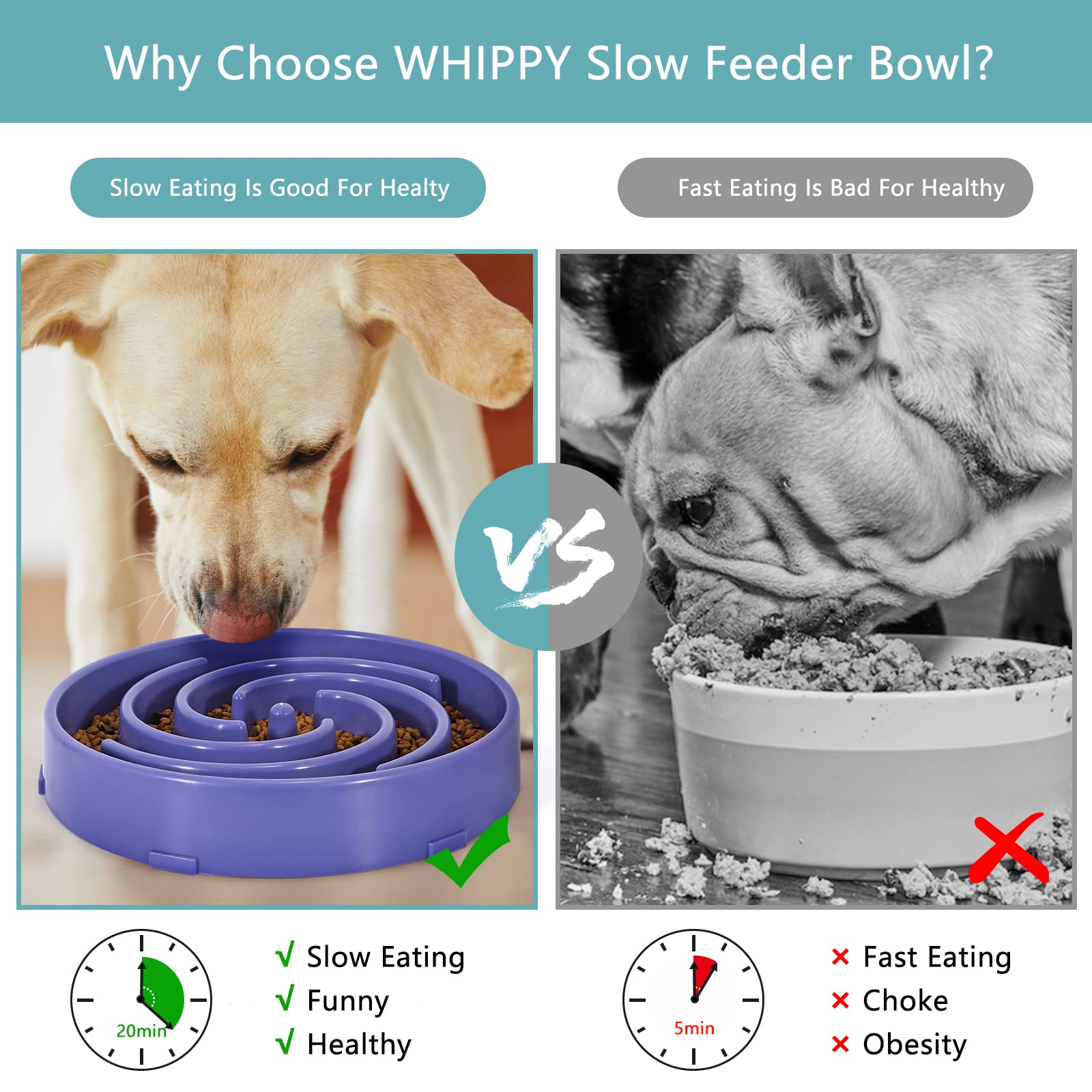 Foto 6 pulgar | Cuenco Para Perros Slow Feeder Whippy, Grande, Para Perros Grandes Y Medianos - Venta Internacional.
