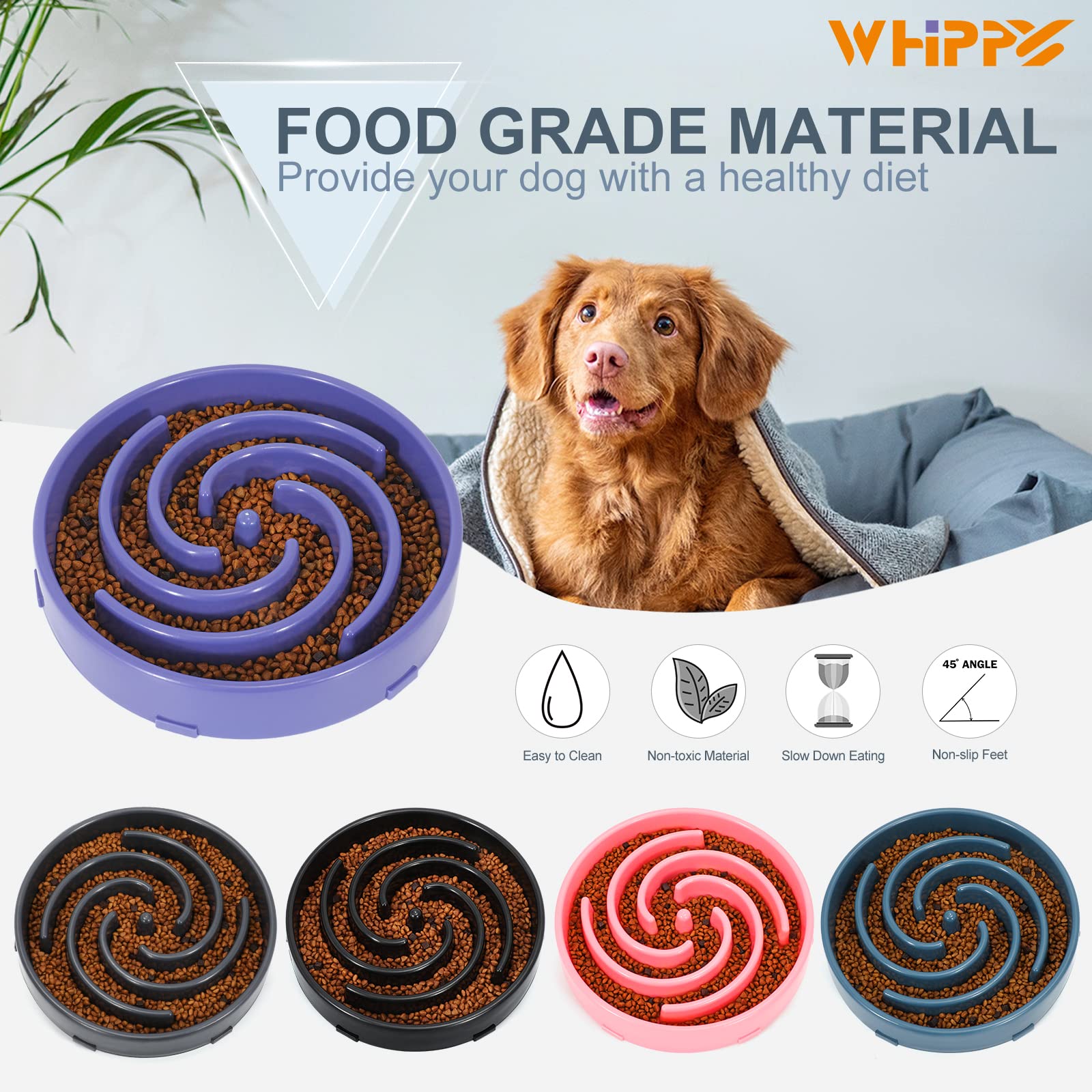 Foto 7 | Cuenco Para Perros Slow Feeder Whippy, Grande, Para Perros Grandes Y Medianos - Venta Internacional.