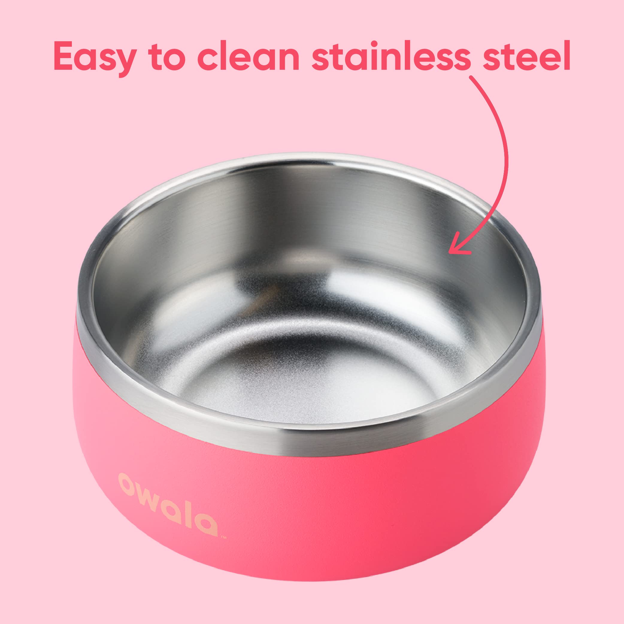 Foto 5 pulgar | Cuenco Para Mascotas Owala Durable De Acero Inoxidable, 700 Ml, Para Perros, Color Rosa - Venta Internacional.