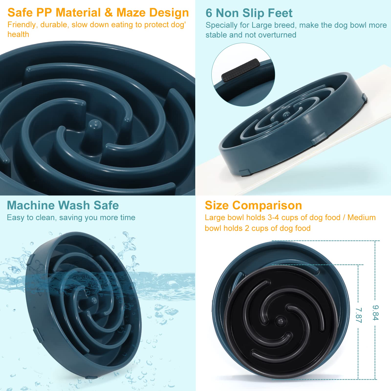 Foto 4 pulgar | Cuenco Para Perros Slow Feeder Whippy, Grande, Para Perros Grandes Y Medianos - Venta Internacional.