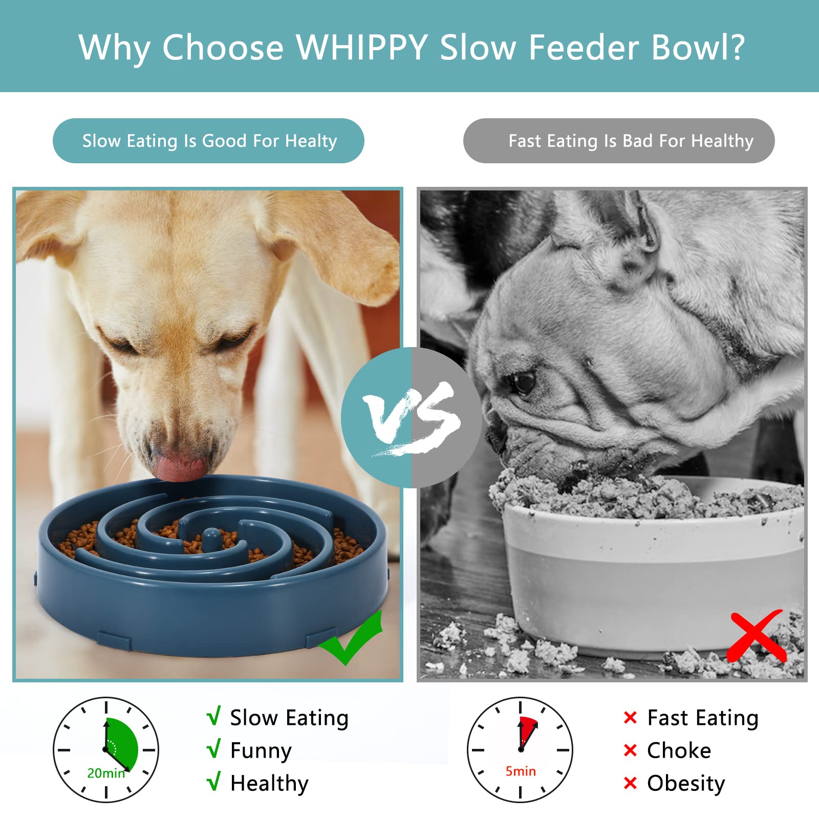 Foto 7 pulgar | Cuenco Para Perros Slow Feeder Whippy, Grande, Para Perros Grandes Y Medianos - Venta Internacional.