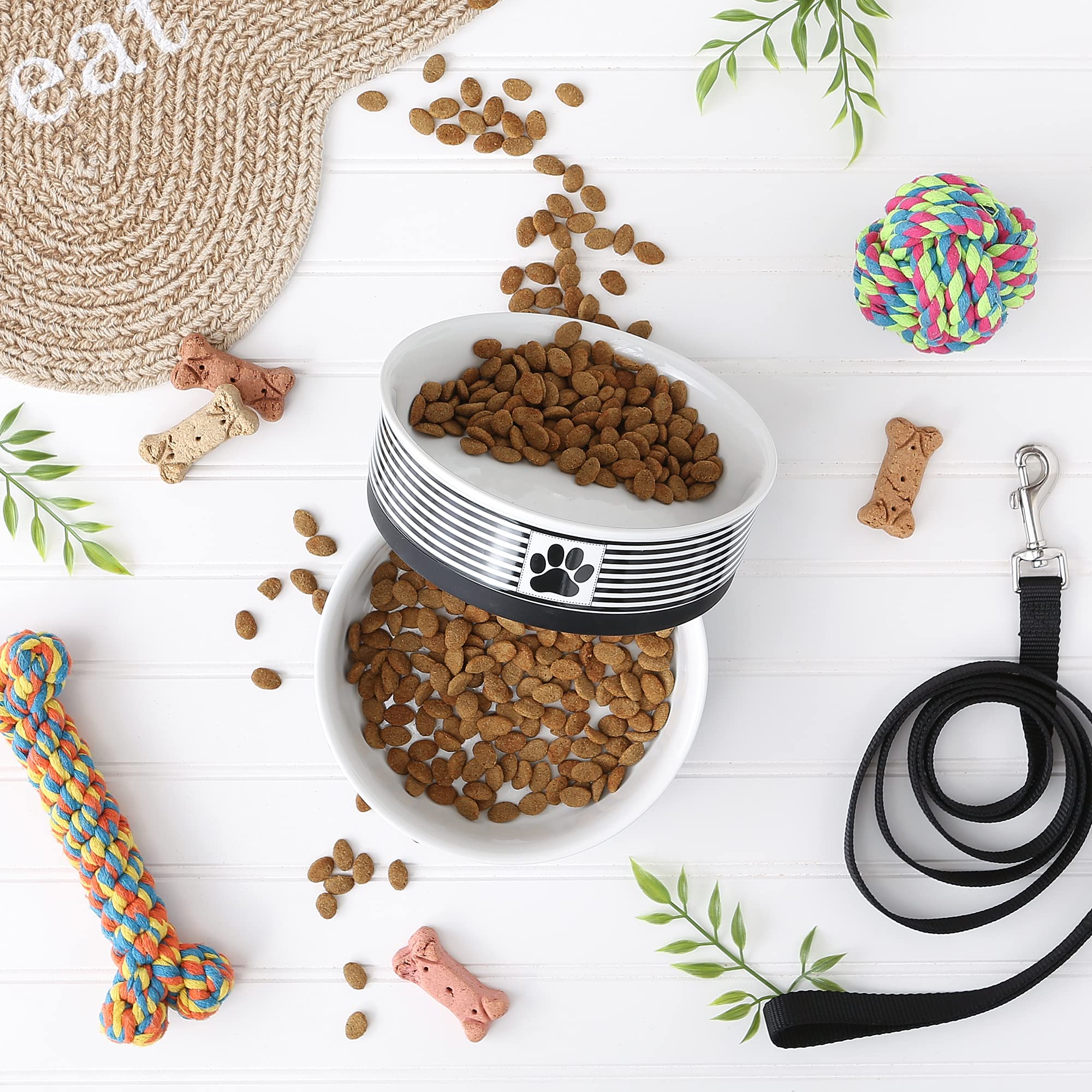 Foto 4 pulgar | Pet Bowls Dii Bone Dry De Cerámica Con Estampado De Patas A Rayas Para Mascotas - Venta Internacional.