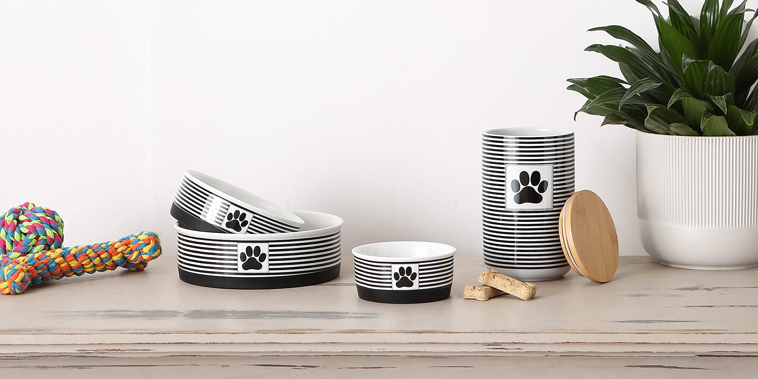 Foto 6 pulgar | Pet Bowls Dii Bone Dry De Cerámica Con Estampado De Patas A Rayas Para Mascotas - Venta Internacional.
