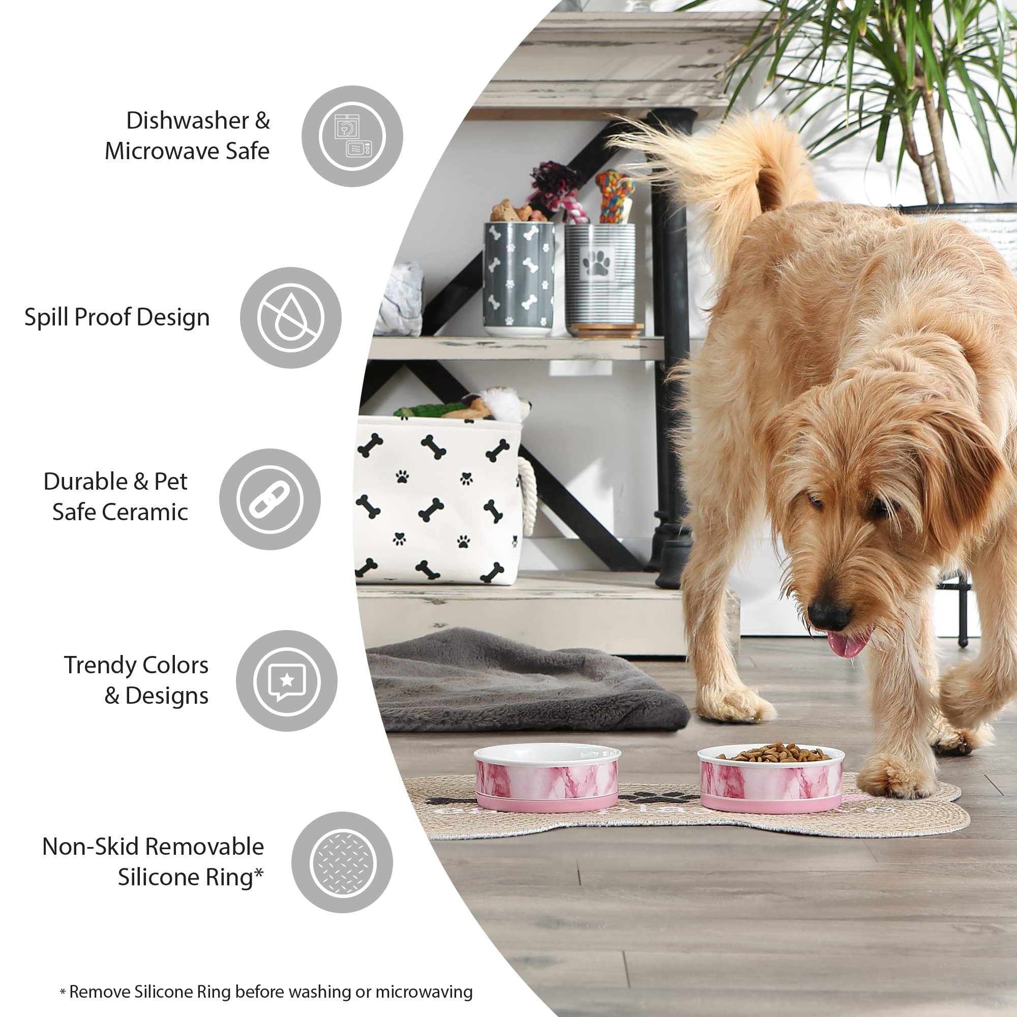 Foto 8 pulgar | Pet Bowls Dii Bone Dry De Cerámica Con Estampado De Patas A Rayas Para Mascotas - Venta Internacional.