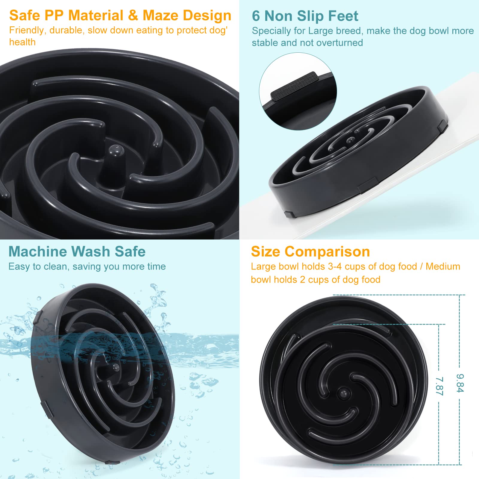 Foto 4 pulgar | Cuenco Para Perros Slow Feeder Whippy, Grande, Para Perros Grandes Y Medianos - Venta Internacional.
