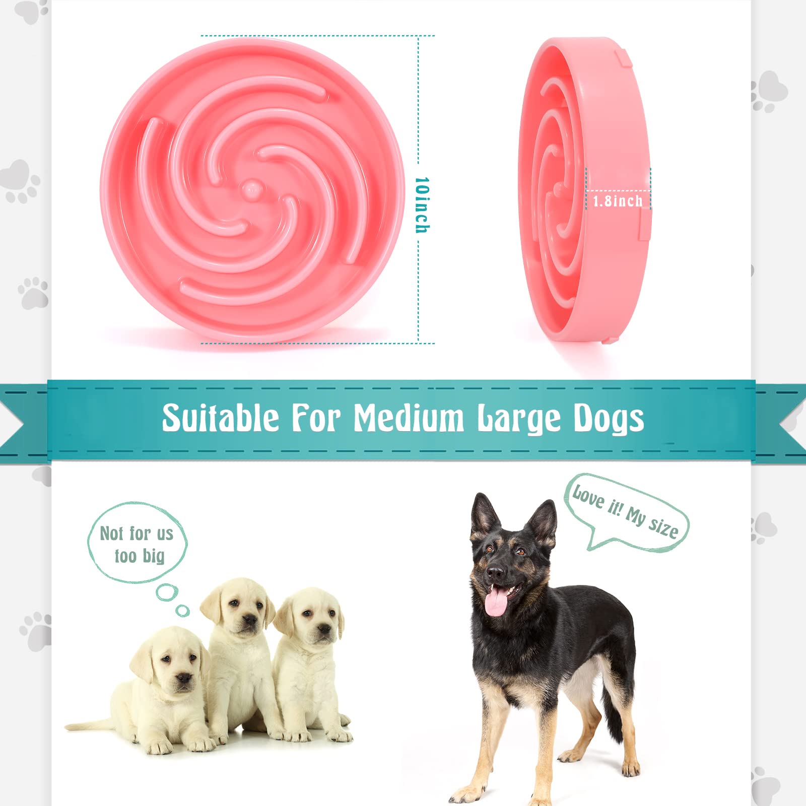 Foto 5 pulgar | Cuenco Para Perros Slow Feeder Whippy, Grande, Para Perros Grandes Y Medianos, Color Rosa - Venta Internacional.