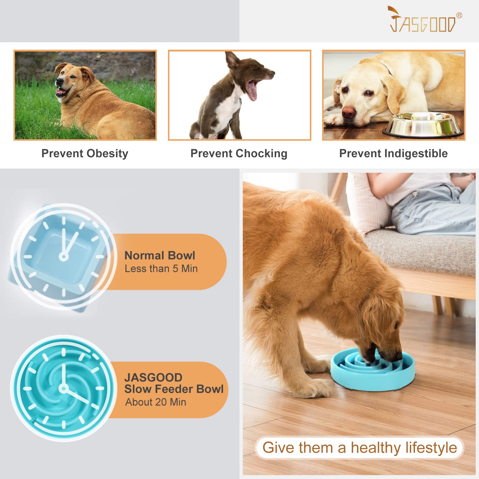 Foto 3 pulgar | Comedero Lento Jasgood Para Perros Grandes Y Medianos De 750 Ml De Capacidad - Venta Internacional.