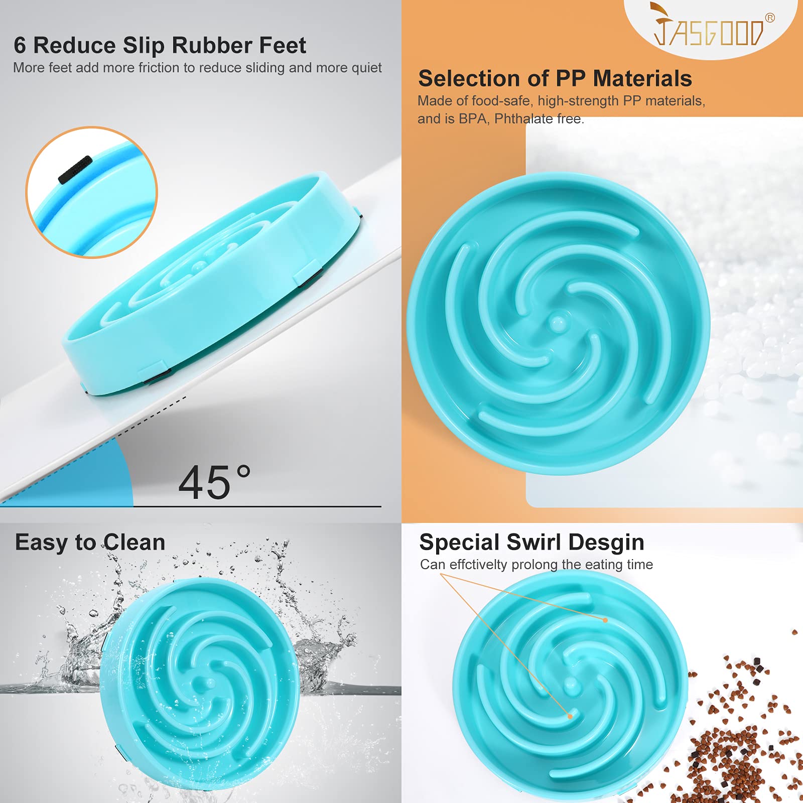 Foto 4 pulgar | Comedero Lento Jasgood Para Perros Grandes Y Medianos De 750 Ml De Capacidad - Venta Internacional.