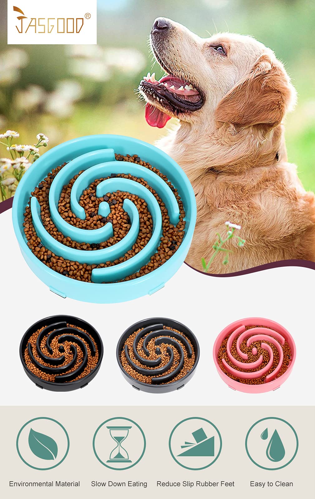 Foto 8 pulgar | Comedero Lento Jasgood Para Perros Grandes Y Medianos De 750 Ml De Capacidad - Venta Internacional.