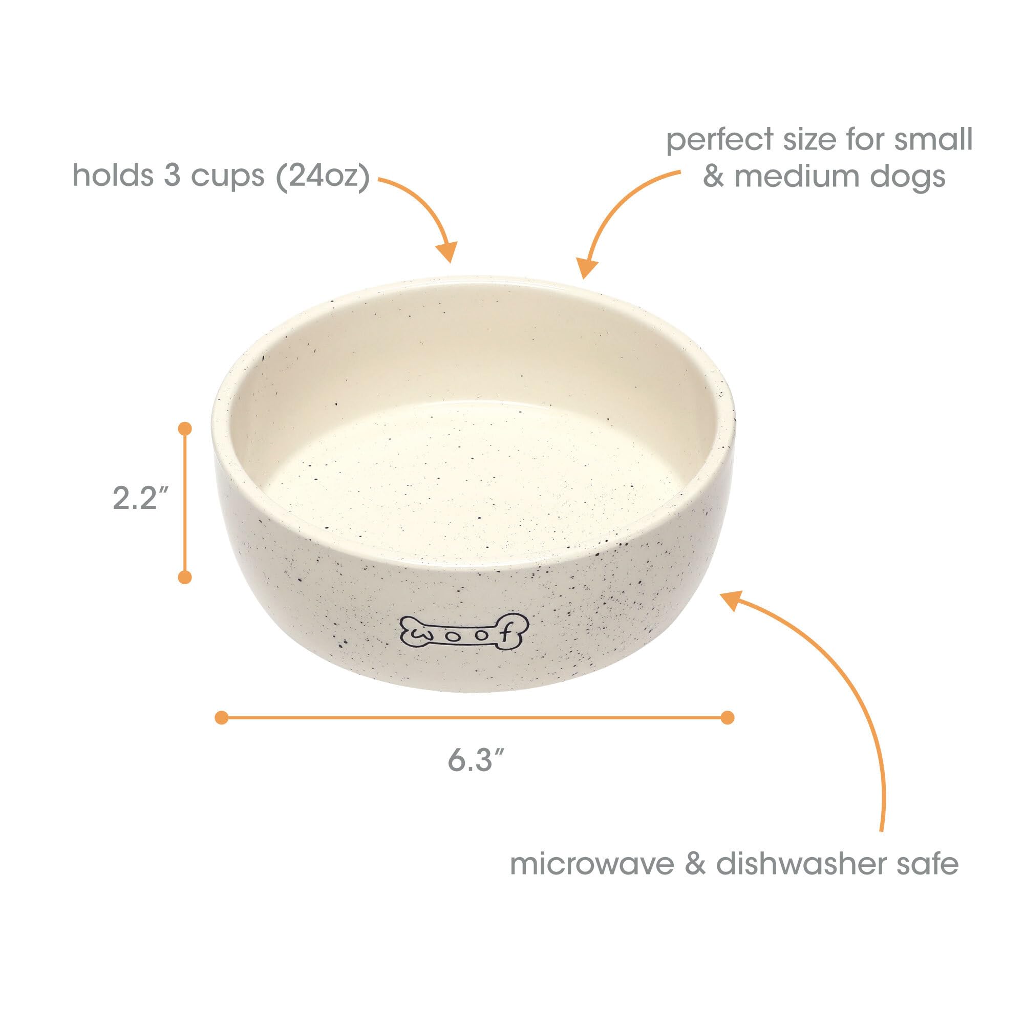 Foto 3 pulgar | Cuenco De Cerámica Para Perros Pearhead Woof, 710 Ml, Para Mascotas, 3 Tazas - Venta Internacional.